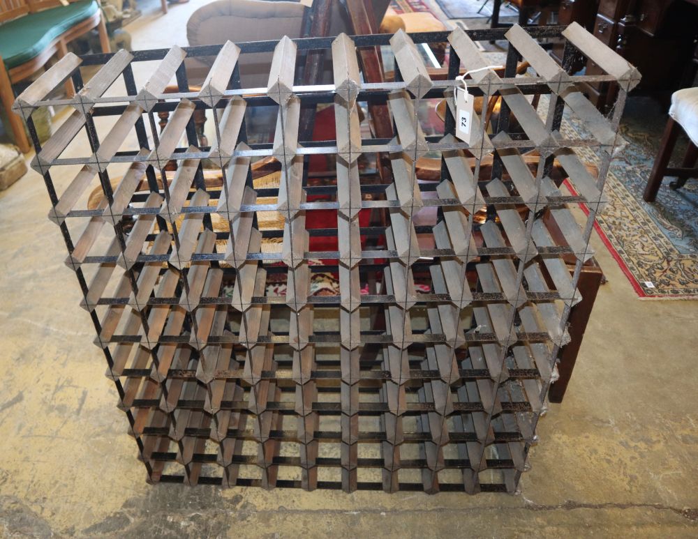 A 90 bottle wine rack, W.90cm, D.23cm, H.100cm